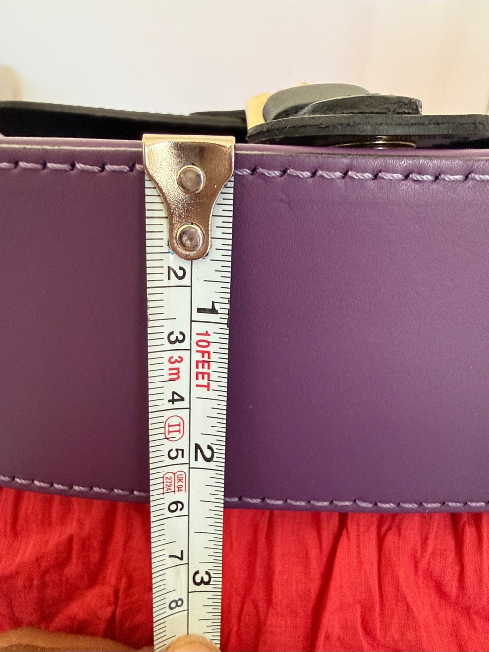 Stella Bianca Two-Tone Black and Purple Leather Shoulder Bag - Picture 7 of 11